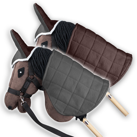Zestaw Skippi - Hobby Horse Gniady - Derka i nauszniki - szary i brąz