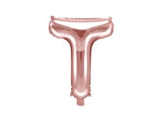 Balon foliowy Litera T, 35cm, Rose Gold różowe złoto
