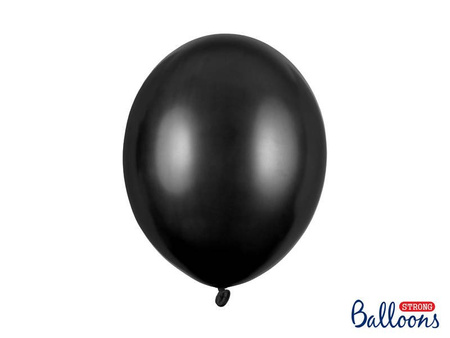 Balony Strong, Metaliczne Czarne, 30cm, 10 szt.