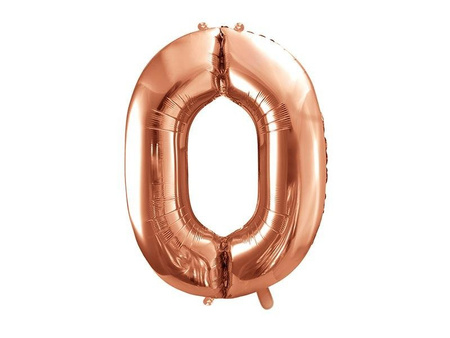 Balon foliowy Cyfra '0', 86cm, różowe złoto