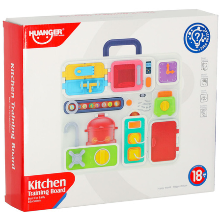 Tablica manipulacyjna sensoryczna montessori kuchnia zegar światło dźwięk