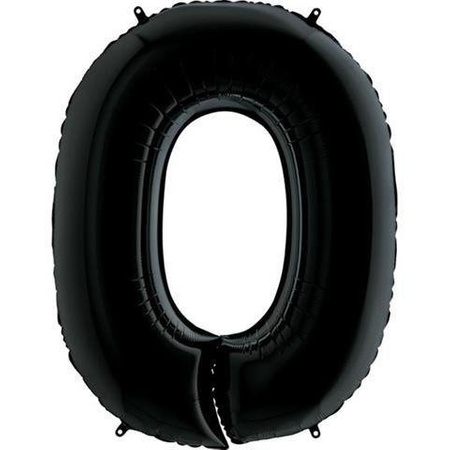 Balon Foliowy Cyfra 0, Czarna, 102cm Grabo