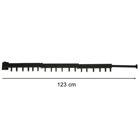 Suszarka na pranie wieszak ścienny naścienny składany teleskopowy czarny 18 haczyków 123cm
