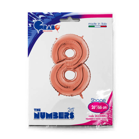 Balon foliowy Cyfra 8 Rose Gold - 66 cm Grabo