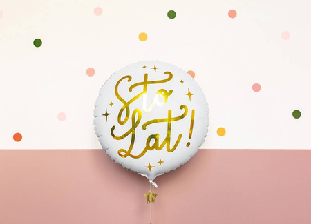 Balon foliowy urodzinowy  Sto lat! biały, 35cm