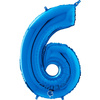 Balon Foliowy Cyfra 6 Niebieski, 66 cm Grabo