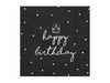 Serwetki urodzinowe czarne, Happy Birthday, 33x33 cm (1 op. / 20 szt.)