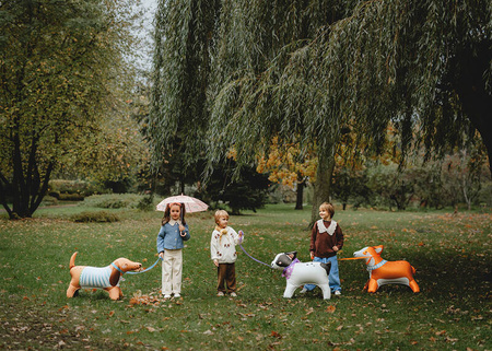 Stojący balon foliowy pies, Buldog, 75x57 cm