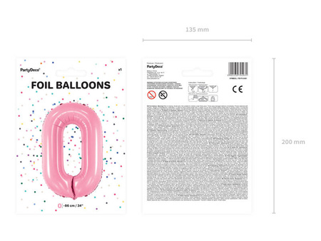 Balon foliowy Cyfra 0, 86cm, różowy