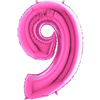 Balon Foliowy Cyfra 9 Różowa Fuksja - 102 cm Grabo