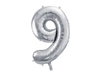 Balon foliowy Cyfra 9 srebrna, 86cm