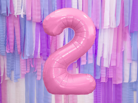 Balon foliowy Cyfra 2, 86cm, różowy