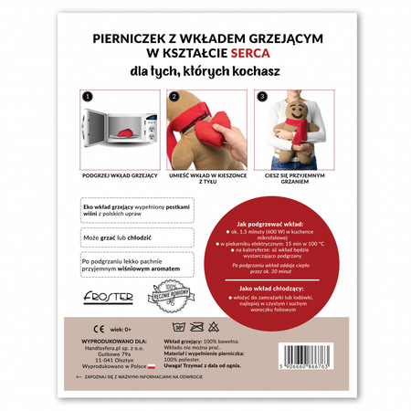 Grzejący Pierniczek termofor serce pestki wiśni
