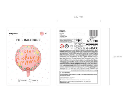 Balon foliowy ''Dla kochanej mamy'', 45 cm