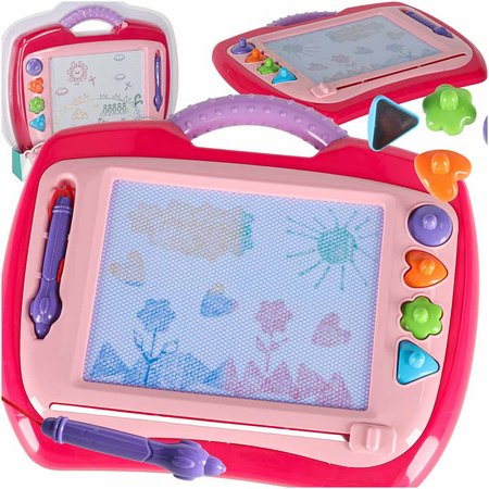 Tablica magnetyczna tablet do rysowania znikopis stempelki różowy XL