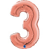 Balon foliowy Cyfra 3 Rose Gold - 66 cm Grabo
