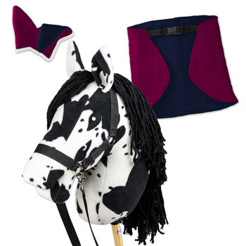 Zestaw Skippi - Hobby Horse Karo - srokaty - Derka fuksja i granat