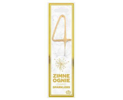 Zimne ognie złota cyfra 4,  17cm