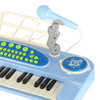 Keyboard dla dzieci pianinko interaktywne organki 37 klawiszy mikrofon statyw niebieski