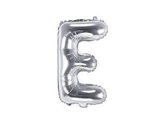 Balon foliowy Litera E, 35cm, Srebrna