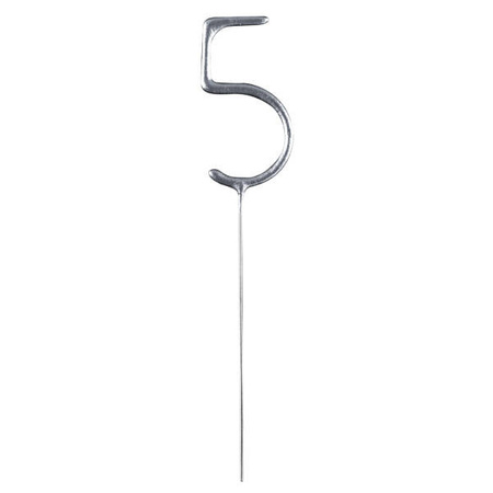 Zimne ognie srebrna cyfra 5,  17cm
