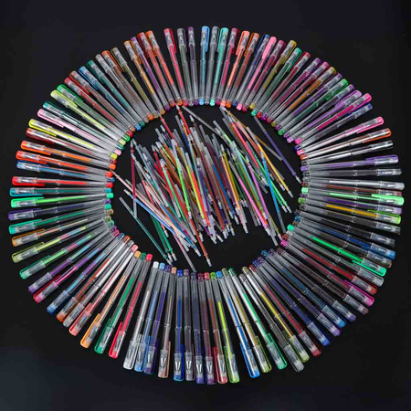 Długopisy żelowe kolorowe w etui 100 sztuk + 100 wkładów