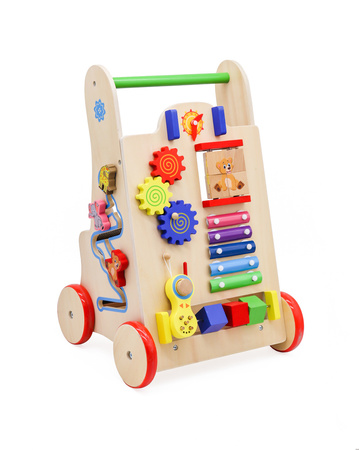 Pchacz dla dziecka chodzik drewniany kostka edukacyjna 6w1
