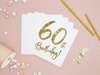 Serwetki '60th Birthday' na 60 urodziny, białe, 33x33cm (1 op. / 20 szt.)