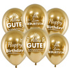 Balony urodzinowe złote Chrom Zum Geburtstag, 30cm, 50 szt.