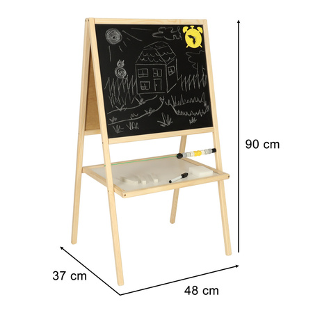 Tablica magnetyczna kredowa dwustronna drewniana liczydło literki 37x48x90cm