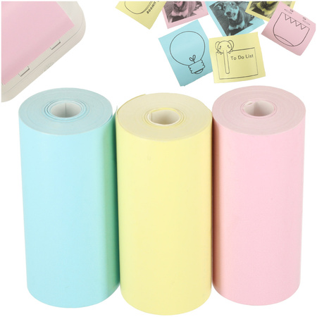 Rolki termiczne papier do drukarki aparatu 5,7cm x 3m 3 sztuki kolorowe