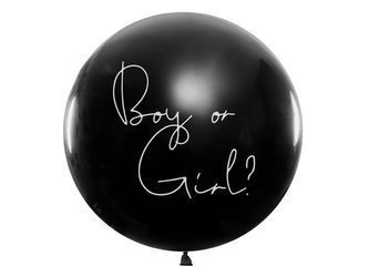 Balon Gender Reveal Chłopiec czy dziewczynka niebieskie konfetti 100cm