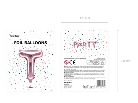 Balon foliowy Litera T, 35cm, Rose Gold różowe złoto