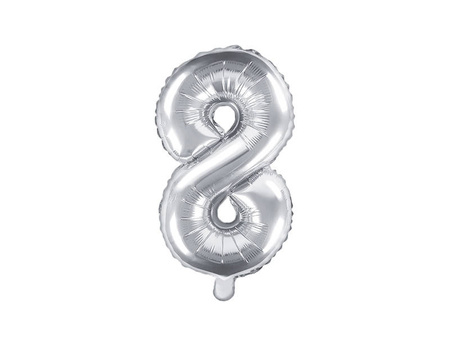 Balon foliowy Cyfra 8, 35cm, srebrny