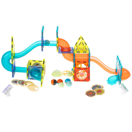 Klocki magnetyczne marble tor kulkowy świecący 75 elementów