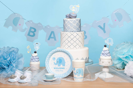 Toppery na Baby Shower dla chłopca słonik 5szt